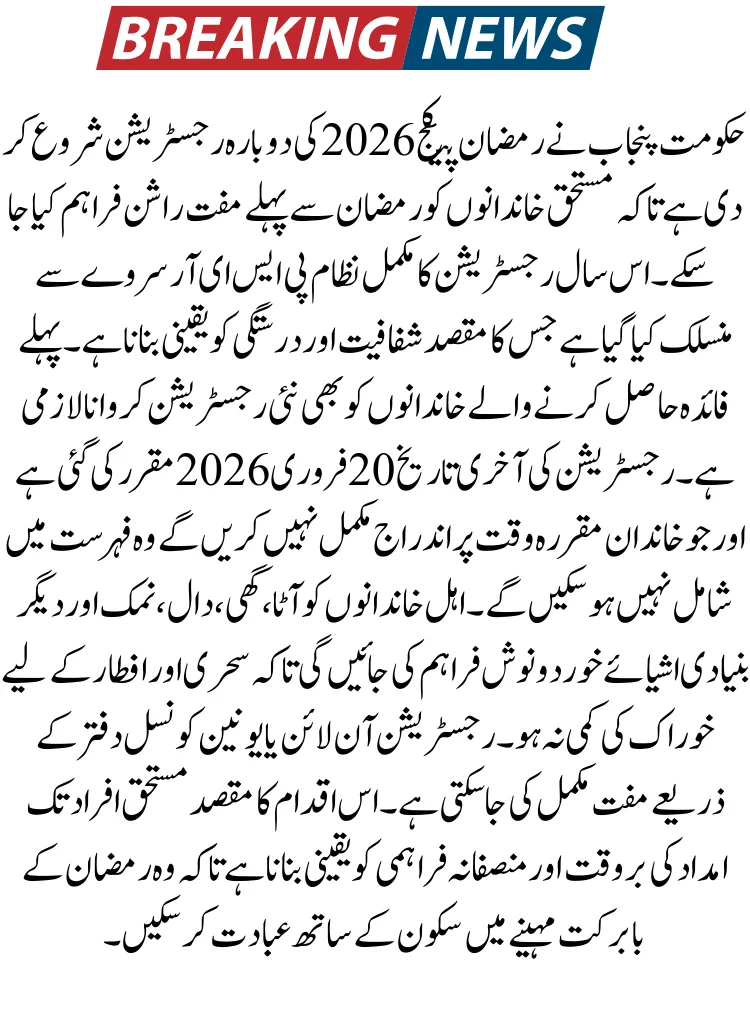 CM Punjab 10,000 Ramazan Package Registration 2026