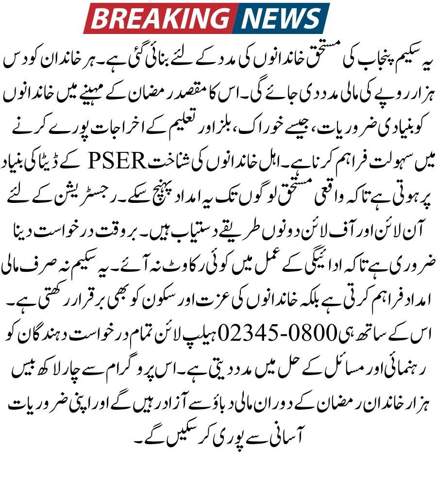 Maryam Nawaz 10000 Ramzan Package 2026 Registration